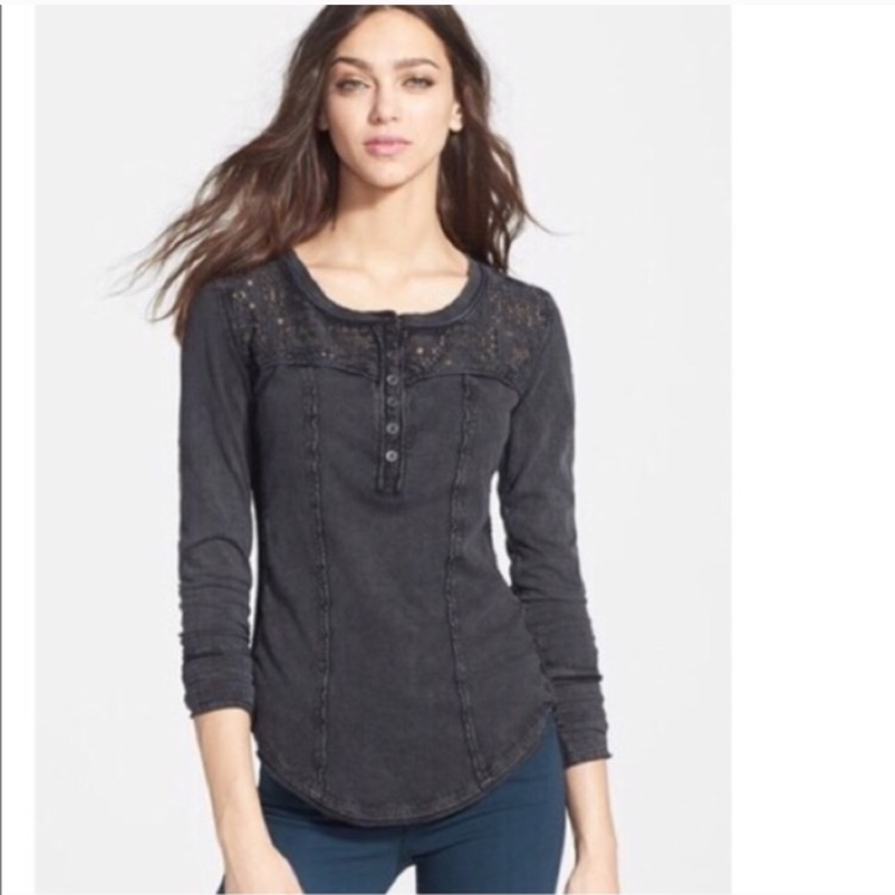 Free People Gold Coast Black Medium Henley